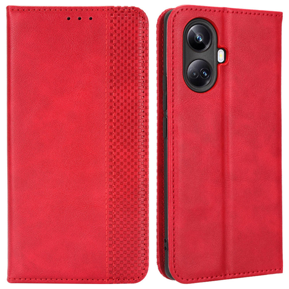 Til Realme 10 Pro 5G magnetisk automatisk lukkende telefonetui Foldebart stativ Retro tekstur påtrykt mønster PU-læder Flip Wallet Telefoncover Til Realme 10 Pro 5G magnetisk automatisk lukkende telefonetui Foldebart stativ Retro tekstur påtrykt mønster PU-læder Flip Wallet Telefoncover